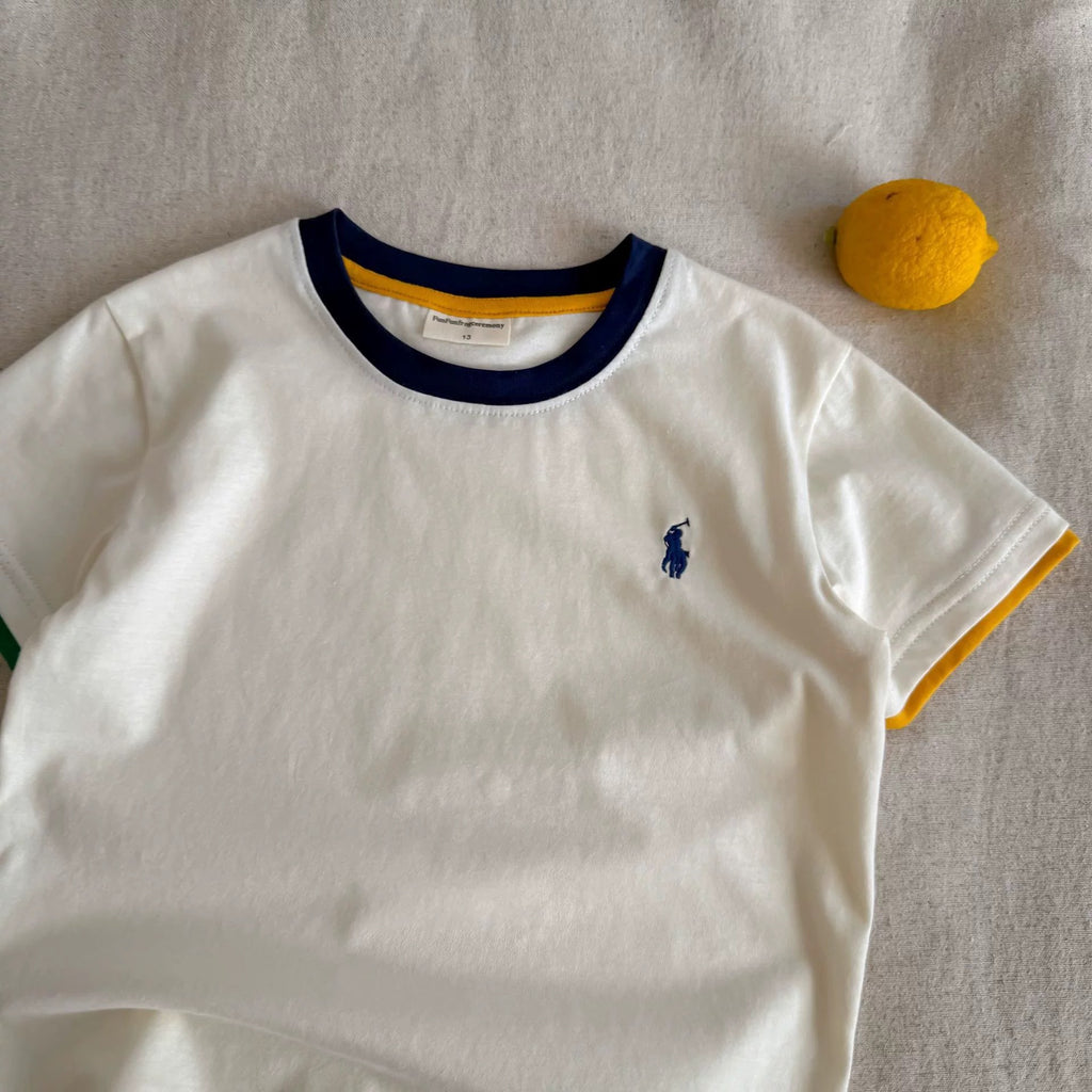 Big Head Dad Children's Short-Sleeve T-Shirt, New Style, Embroidered Pure Cotton, Baby Base Layer Top, Trendy Brand