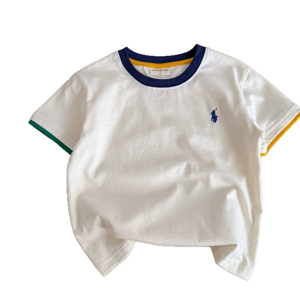 Big Head Dad Children's Short-Sleeve T-Shirt, New Style, Embroidered Pure Cotton, Baby Base Layer Top, Trendy Brand