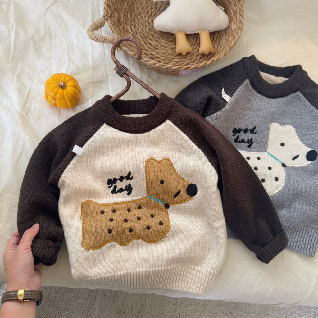 Boys' sweater, autumn and winter children's knitted thickened winter style, 2025 new style, boys' pullover base layer sweater, cartoon trendy