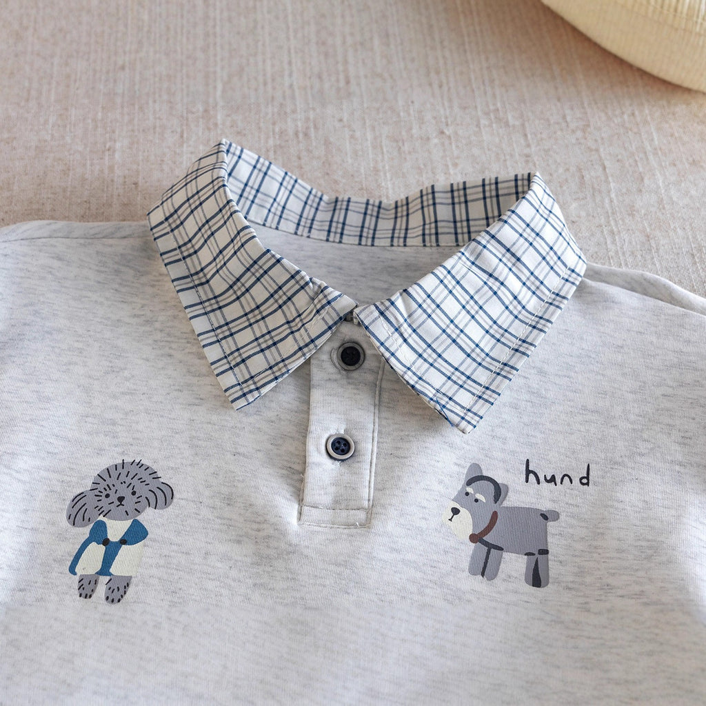 Children's Shirt 2025 Spring and Autumn New Style Boys' Faux Two-Piece Top Baby Cartoon Casual Long-Sleeved Shirt Trendy and Cool
