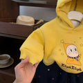 2025 Winter New Style Comfortable Casual Hooded Sweatshirt and Cute Fleece-Lined Sweatpants Set for Boys and Girls