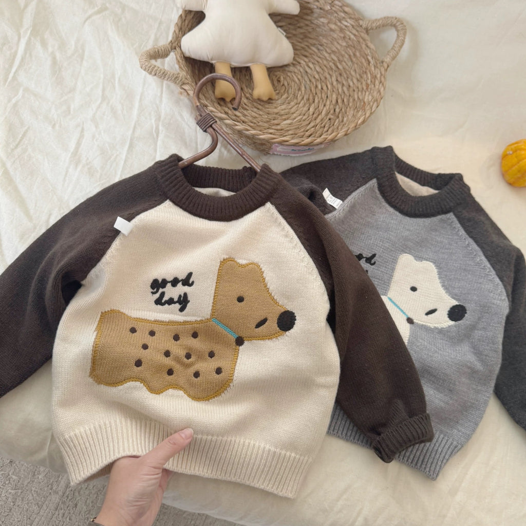 Boys' sweater, autumn and winter children's knitted thickened winter style, 2025 new style, boys' pullover base layer sweater, cartoon trendy